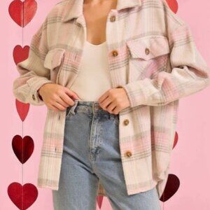 Pink/Taupe Plaid Shacket